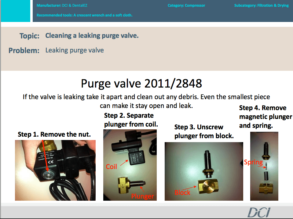 Purge Valve Cleaning and Repair Instructions